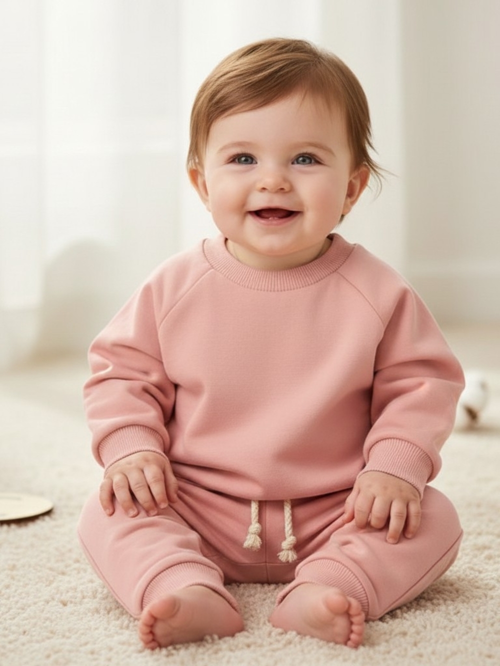 95% Organic Cotton Baby One-Piece Cozy Pink Sweat Romper - Brand: